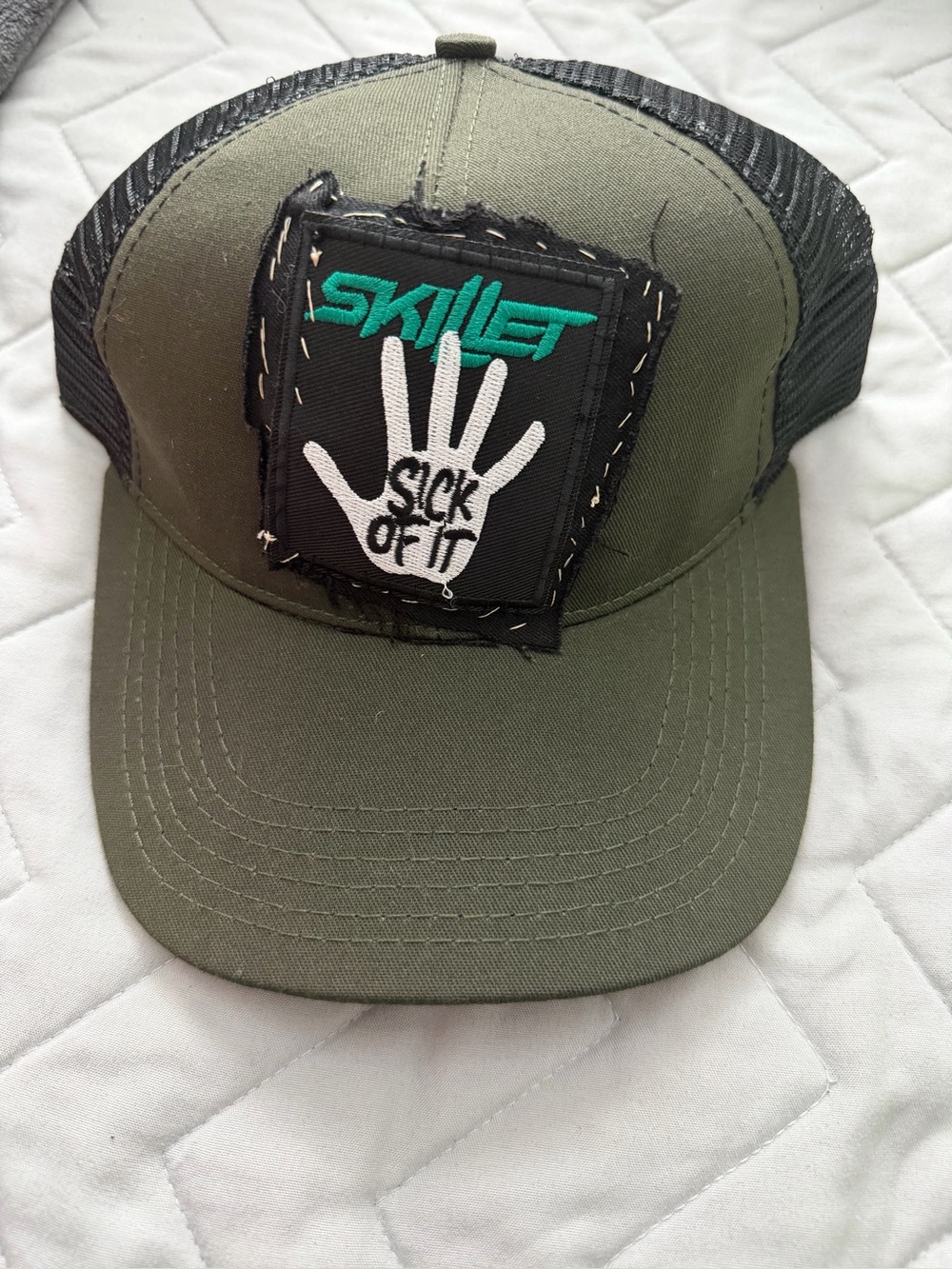 NWOT Skillet 'Sick Of It' Olive Green Trucker Hat